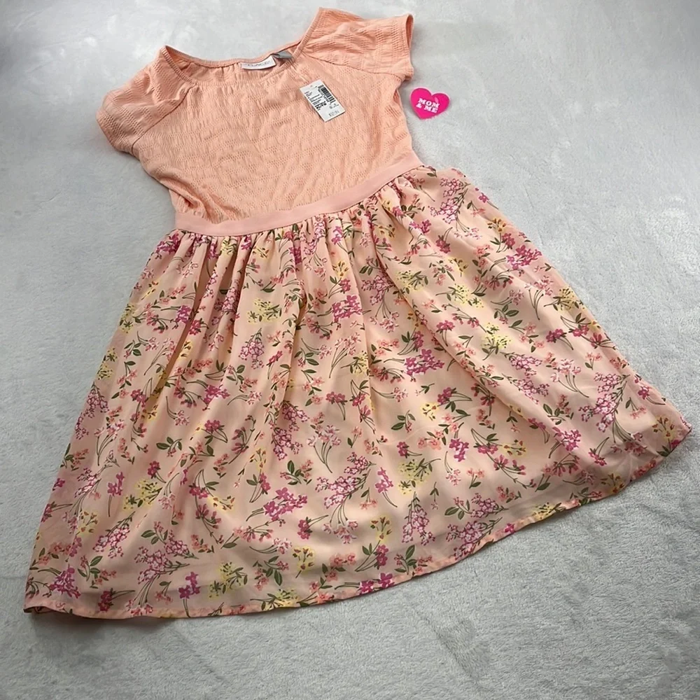 NWT Childrens Place 14, XL Peach‎ Apricot Glow 3036742 SS Floral Dress